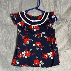 Janie and Jack girls size‎ 3 lightweight 
Floral Kids Top - Red white and Blue